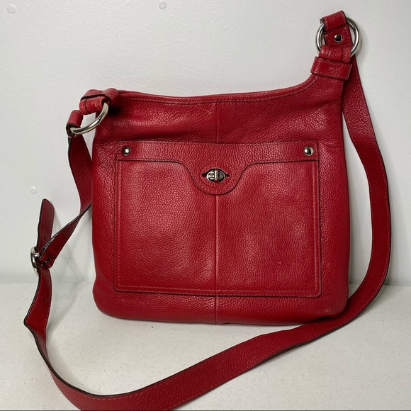 Coach Penelope Red Pebbled Leather Crossbody Bag